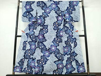 平和屋着物∴夏物　浴衣　有松鳴海絞り　枝花文　綿　逸品　CABK5445ng