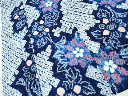 平和屋着物∴夏物　浴衣　有松鳴海絞り　枝花文　綿　逸品　CABK5445ng