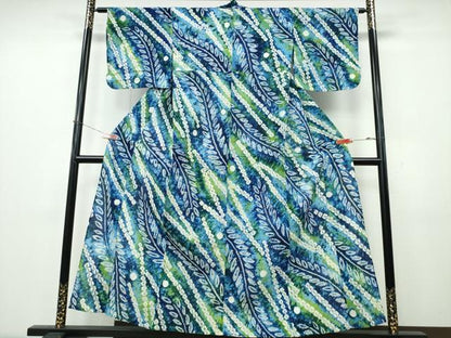 平和屋着物∴夏物　浴衣　有松鳴海絞り　枝垂れ柳　綿　逸品　CABK5447ng