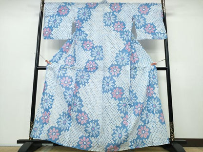 平和屋着物∴夏物　浴衣　有松鳴海絞り　舞花文　綿　逸品　CABK5448ng