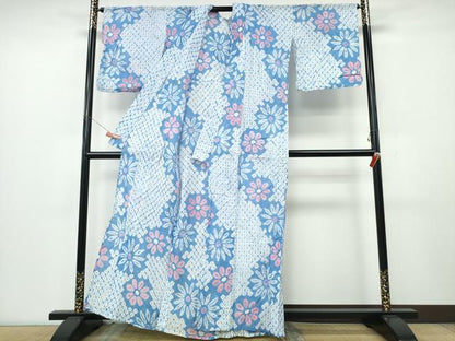 平和屋着物∴夏物　浴衣　有松鳴海絞り　舞花文　綿　逸品　CABK5448ng