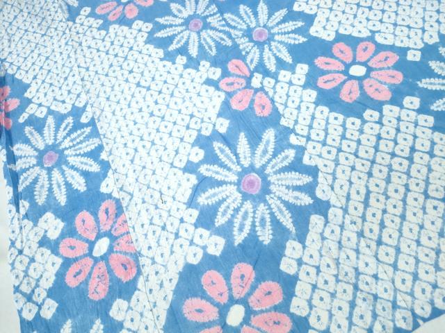 平和屋着物∴夏物　浴衣　有松鳴海絞り　舞花文　綿　逸品　CABK5448ng