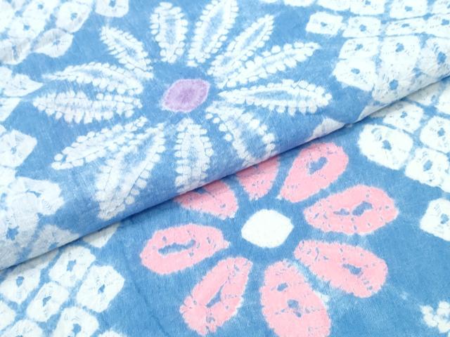 平和屋着物∴夏物　浴衣　有松鳴海絞り　舞花文　綿　逸品　CABK5448ng