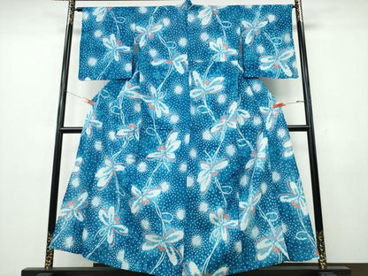 平和屋着物∴夏物　浴衣　有松鳴海絞り　舞花文　綿　逸品　CABK5449ng