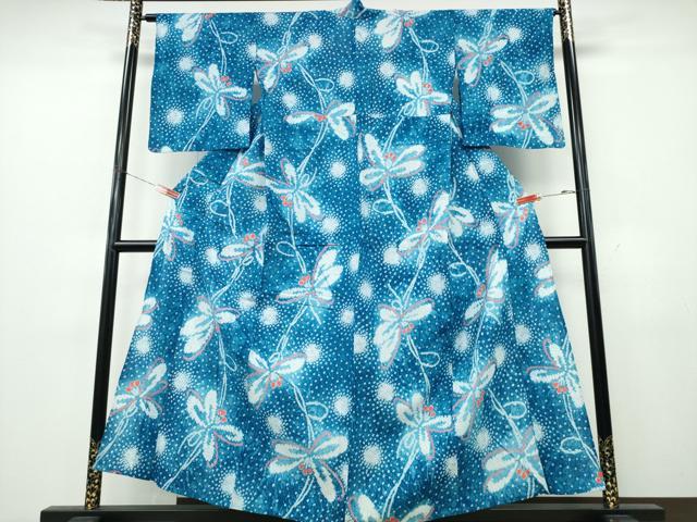 平和屋着物∴夏物　浴衣　有松鳴海絞り　舞花文　綿　逸品　CABK5449ng