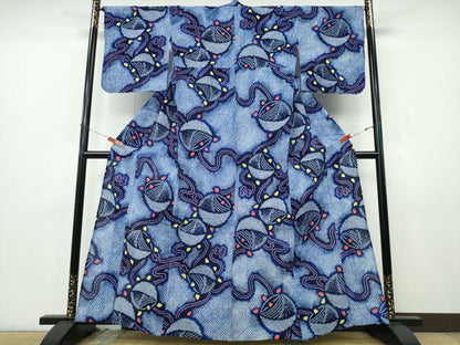 平和屋着物∴夏物　浴衣　有松鳴海絞り　糸車　綿　逸品　CABK5450ng