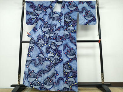 平和屋着物∴夏物　浴衣　有松鳴海絞り　糸車　綿　逸品　CABK5450ng