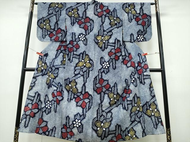 平和屋着物∴夏物　浴衣　有松鳴海絞り　籬花文　綿　逸品　CABK5452ng