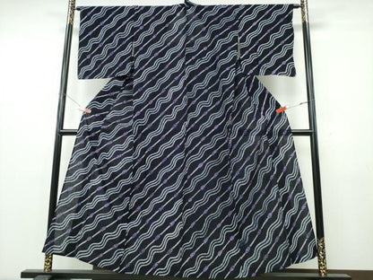 平和屋着物∴夏物　浴衣　有松鳴海絞り　斜線文　綿　逸品　CABK5454ng