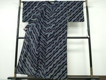 平和屋着物∴夏物　浴衣　有松鳴海絞り　斜線文　綿　逸品　CABK5454ng