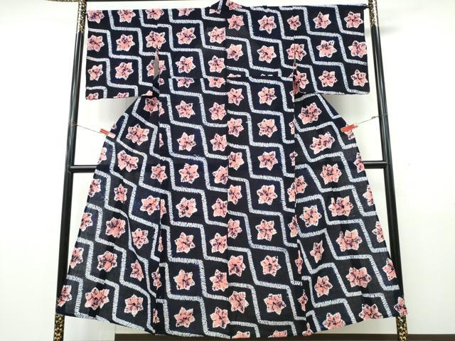 平和屋着物∴夏物　浴衣　有松鳴海絞り　舞葉文　綿　逸品　CABK5456ng