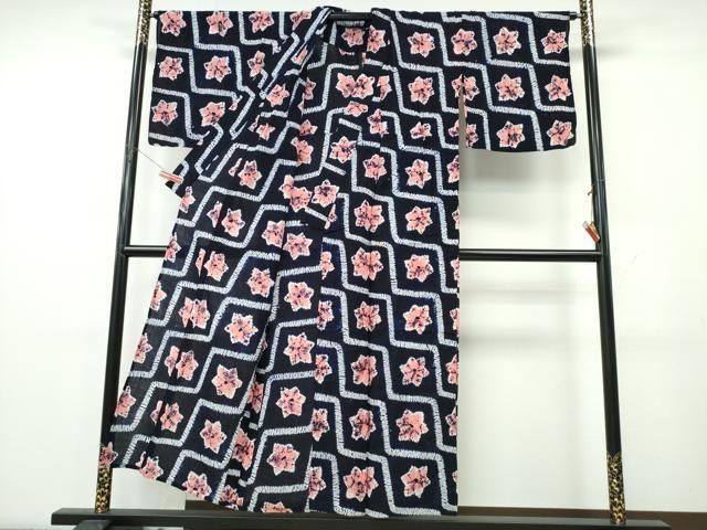 平和屋着物∴夏物　浴衣　有松鳴海絞り　舞葉文　綿　逸品　CABK5456ng