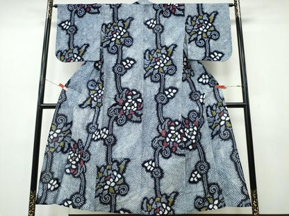 平和屋着物∴夏物　浴衣　有松鳴海絞り　花唐草文　綿　逸品　CABK5458ng