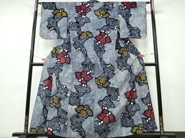 平和屋着物∴夏物　浴衣　有松鳴海絞り　舞花文　綿　逸品　CABK5460ng