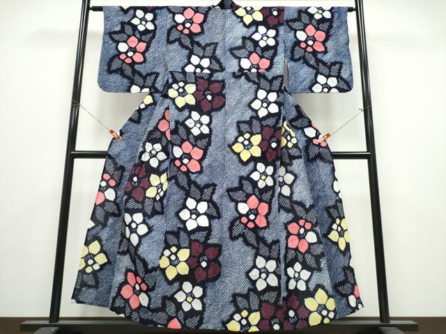 平和屋着物∴夏物　浴衣　有松鳴海絞り　椿　綿　逸品　CABK5414ng
