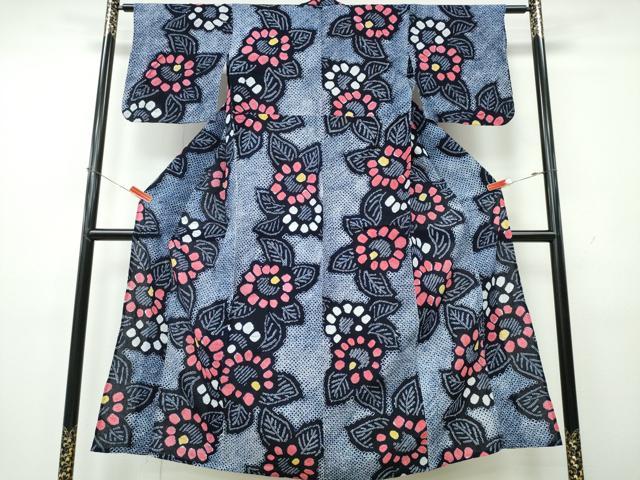 平和屋着物∴夏物　浴衣　有松鳴海絞り　舞花文　綿　逸品　CABK5465ng