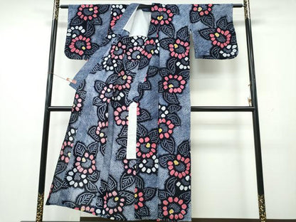 平和屋着物∴夏物　浴衣　有松鳴海絞り　舞花文　綿　逸品　CABK5465ng