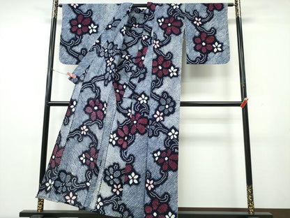 平和屋着物∴夏物　浴衣　有松鳴海絞り　花唐草文　綿　逸品　CABK5469ng