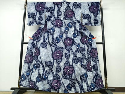 平和屋着物∴夏物　浴衣　有松鳴海絞り　枝花文　綿　逸品　CABK5471ng