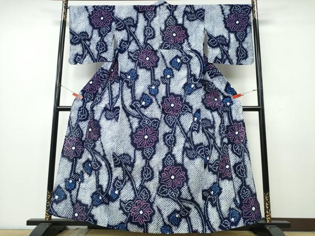 平和屋着物∴夏物　浴衣　有松鳴海絞り　枝花文　綿　逸品　CABK5471ng