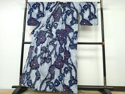 平和屋着物∴夏物　浴衣　有松鳴海絞り　枝花文　綿　逸品　CABK5471ng