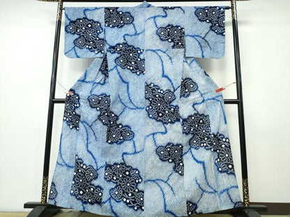 平和屋着物∴夏物　浴衣　有松鳴海絞り　霞舞菊文　綿　逸品　CABK5474ng