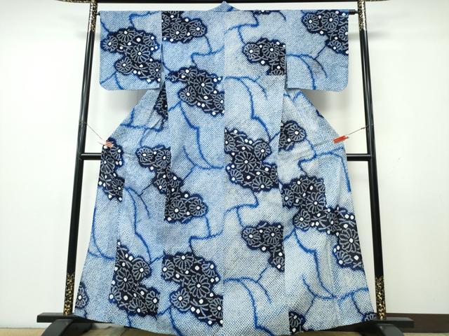 平和屋着物∴夏物　浴衣　有松鳴海絞り　霞舞菊文　綿　逸品　CABK5474ng
