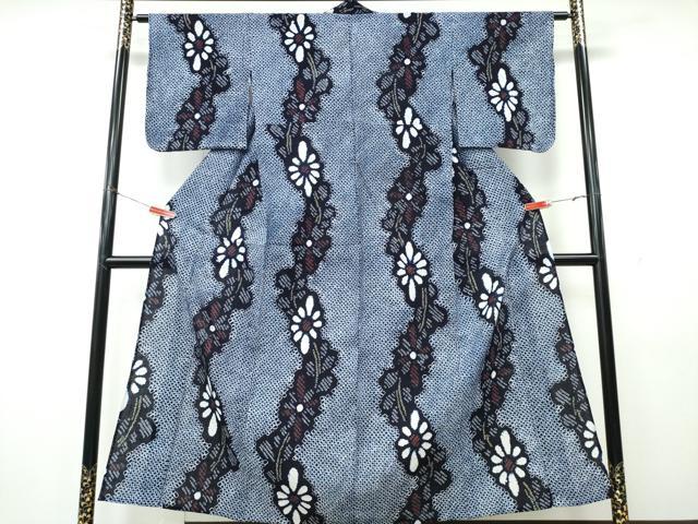 平和屋着物∴夏物　浴衣　有松鳴海絞り　枝菊文　綿　逸品　CABK5476ng
