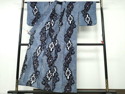 平和屋着物∴夏物　浴衣　有松鳴海絞り　枝菊文　綿　逸品　CABK5476ng