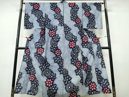 平和屋着物∴夏物　浴衣　有松鳴海絞り　舞菊花文　綿　逸品　CABK5477ng