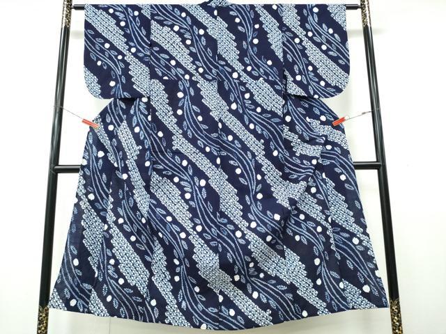 平和屋着物∴夏物　浴衣　有松鳴海絞り　枝垂れ柳　綿　逸品　CABK5478ng