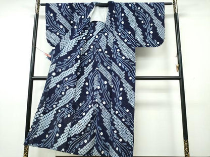 平和屋着物∴夏物　浴衣　有松鳴海絞り　枝垂れ柳　綿　逸品　CABK5478ng