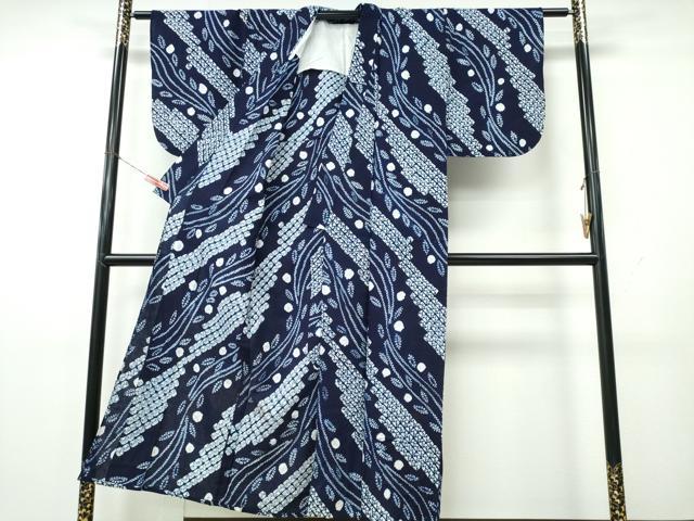 平和屋着物∴夏物　浴衣　有松鳴海絞り　枝垂れ柳　綿　逸品　CABK5478ng