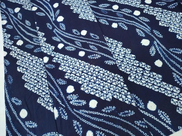 平和屋着物∴夏物　浴衣　有松鳴海絞り　枝垂れ柳　綿　逸品　CABK5478ng
