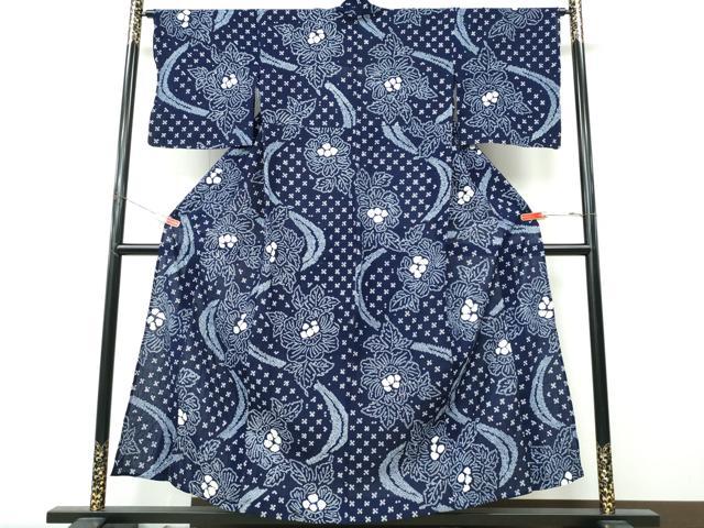 平和屋着物∴夏物　浴衣　有松鳴海絞り　流水牡丹　綿　逸品　CABK5480ng