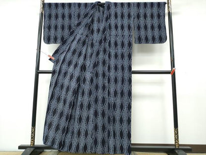 平和屋着物∴夏物　浴衣　有松鳴海絞り　立涌文様　綿　逸品　CABK5482ng