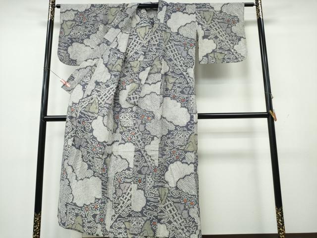 平和屋着物∴夏物　浴衣　有松鳴海絞り　雲取り風景文　綿　逸品　CABK5483ng