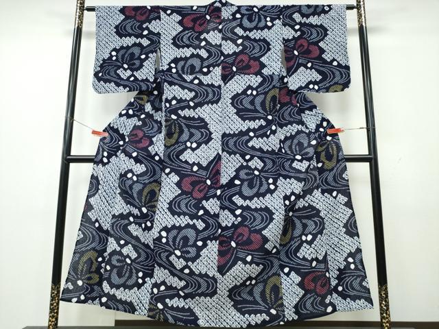 平和屋着物∴夏物　浴衣　有松鳴海絞り　流水舞蝶文　綿　逸品　CABK5484ng