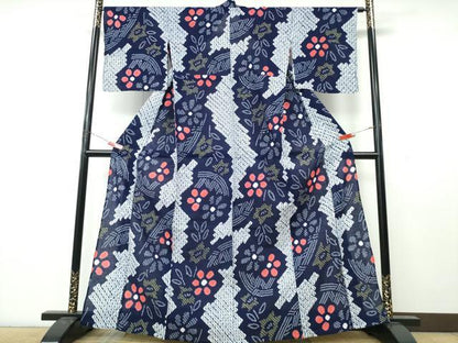 平和屋着物∴夏物　浴衣　有松鳴海絞り　籬花文　綿　逸品　CABK5486ng