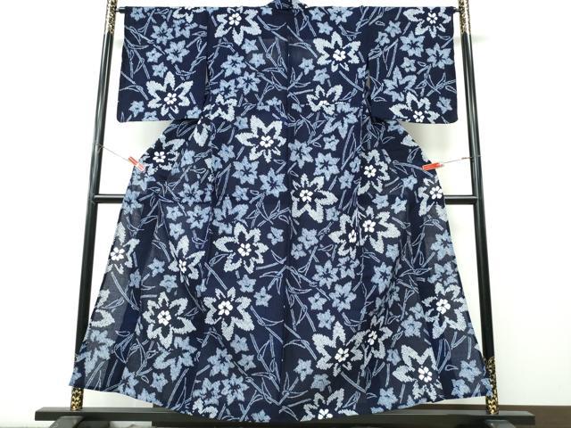 平和屋着物∴夏物　浴衣　有松鳴海絞り　笹竹舞花文　綿　逸品　CABK5488ng