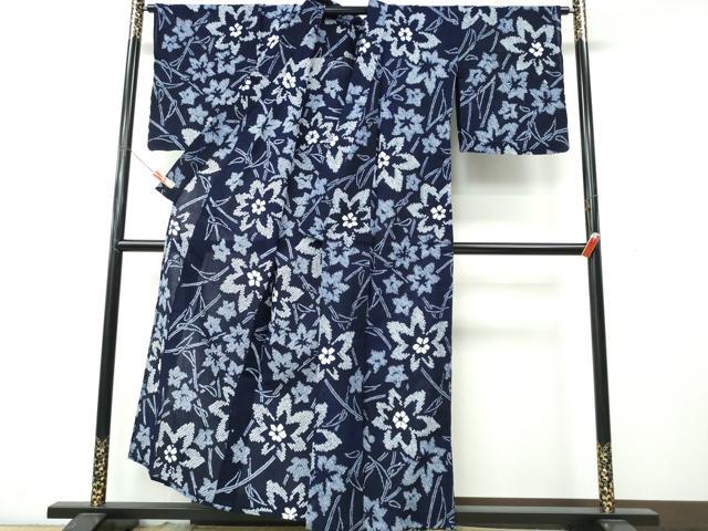 平和屋着物∴夏物　浴衣　有松鳴海絞り　笹竹舞花文　綿　逸品　CABK5488ng