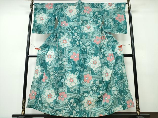 平和屋着物∴夏物　浴衣　有松鳴海絞り　舞牡丹　綿　逸品　CABK5490ng