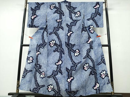 平和屋着物∴夏物　浴衣　有松鳴海絞り　枝花文　綿　逸品　CABK5491ng