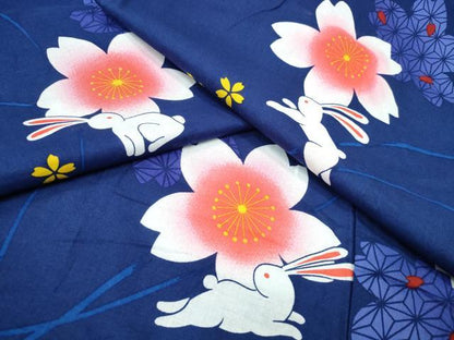 平和屋着物∴夏物　浴衣　桜兎　綿　逸品　CABK5494ng