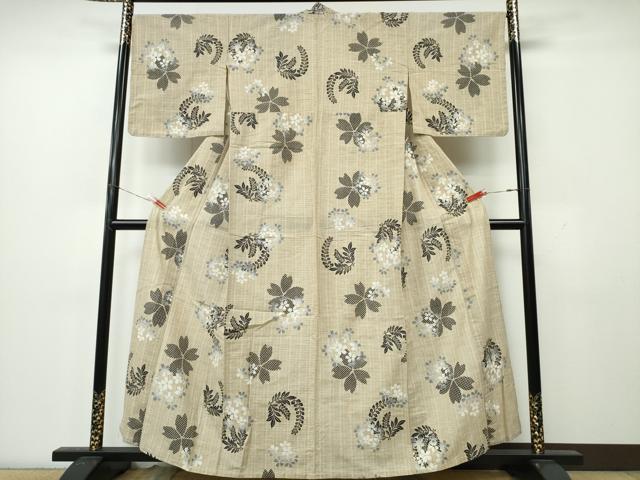平和屋着物∴夏物　浴衣　注染　手縫い　舞桜花文　綿　逸品　CABK5496ng