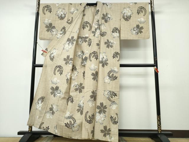 平和屋着物∴夏物　浴衣　注染　手縫い　舞桜花文　綿　逸品　CABK5496ng