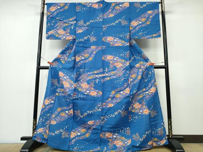平和屋着物∴夏物　浴衣　注染　手縫い　流水金魚丸文　綿　逸品　CABK5498ng