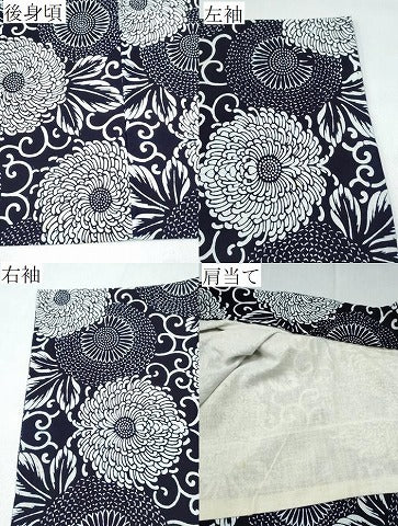 平和屋着物∴夏物　浴衣　注染　手縫い　菊唐草文　綿　逸品　CABK5502ng