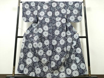 平和屋着物∴夏物　浴衣　注染　手縫い　菊唐草文　綿　逸品　CABK5502ng