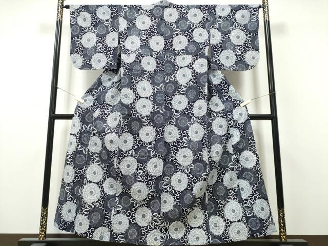 平和屋着物∴夏物　浴衣　注染　手縫い　菊唐草文　綿　逸品　CABK5502ng